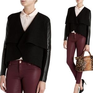 Ted Baker Draped Wool Leather Cardigan Jacket